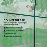 Serre tunnel de jardin 3,24m², serre de jardin tunnel porte et fenêtre enroulables, bâche PE, 180 x 180 x 200 cm, verte