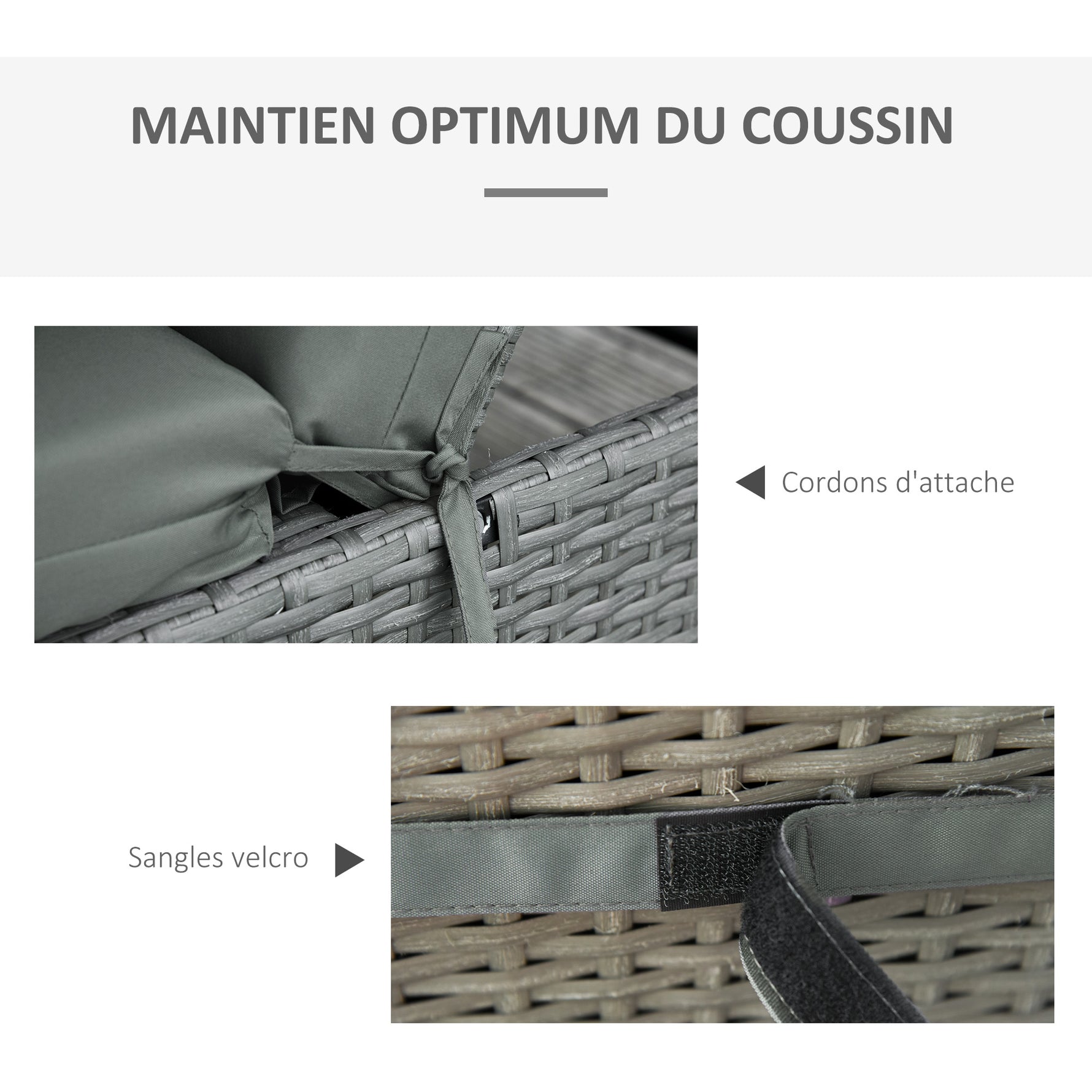 Lot de 2 Matelas pour Chaise Longue transat Bain de Soleil avec Sangles d'attache pour Jardin MATELAS
