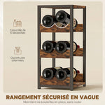 Casier à bouteilles pour 6 bouteilles, casier à vin avec étagères ondulées, 22 x 24 x 49,2 cm, brun rustique