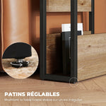 Table d'appoint table de chevet avec étagère à deux niveaux coins arrondis 46l x 18P x 58,5H cm noyer