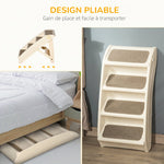 Escalier pour Chien Pliant à 4 Marches Antidérapantes, Escalier pour Animaux en Plastique, 62 x 38 x 49,5 cm, Beige