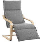 Fauteuil Salon, Fauteuil d'Appoint Rembourré en Lin avec Repose-Pieds, Assise Large, Bascule Douce, Dossier Haut, Gris