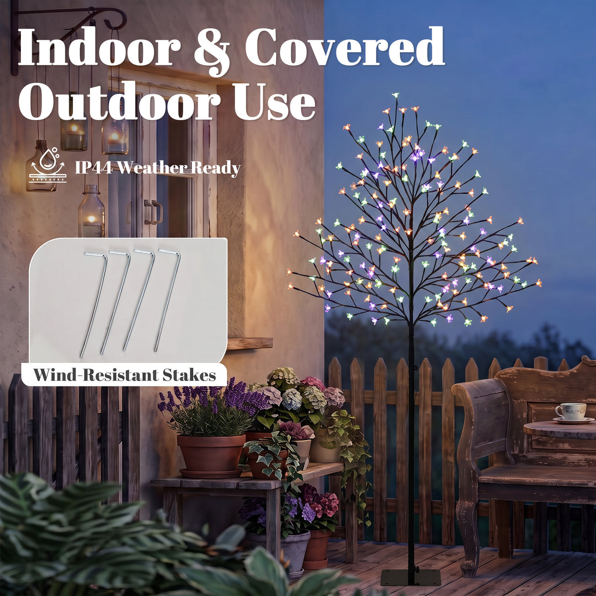 150cm Light-up Artificial Cherry Blossom Tree, 160 LEDs and 16 Flexible Branches, Indoor and Outdoor Decoration