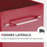 Carro de herramientas con ruedas, carro de taller de acero con 5 cajones bloqueable con 2 llaves, 61,5 x 33 x 82,5 cm, rojo