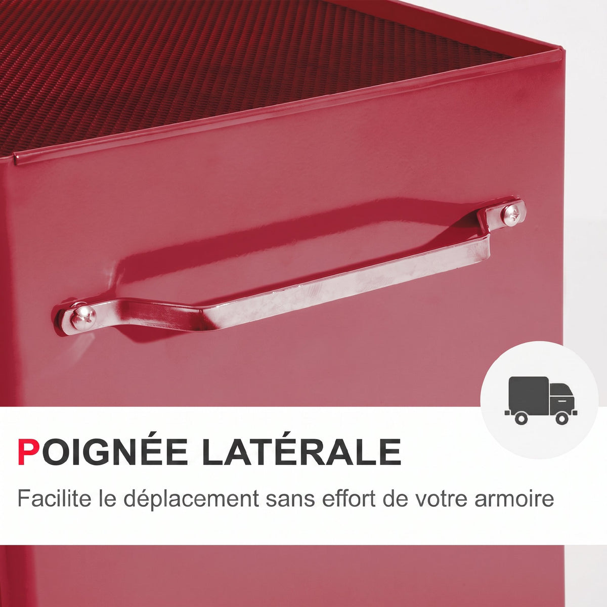 Carro de herramientas con ruedas, carro de taller de acero con 5 cajones bloqueable con 2 llaves, 61,5 x 33 x 82,5 cm, rojo