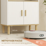 Mueble de baño, mueble de almacenaje con 2 puertas, compartimento abierto, estante ajustable, 60x29,5x76,5 cm, blanco