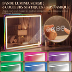 Miroir maquillage lumineux 80x60cm, miroir coiffeuse LED dimmable, lumière RGB, 3 températures de couleur, blanc