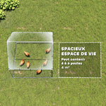 Enclos poulailler extérieur 4 m², parc grillagé - acier galvanisé Ø19mm - bâche Oxford 420D anti-UV 200x200x200cm argent