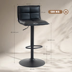 Lot de 2 tabourets de bar, chaises de bar réglable en hauteur avec assise pivotant en PU 44 x 45 x 85-106 cm noir