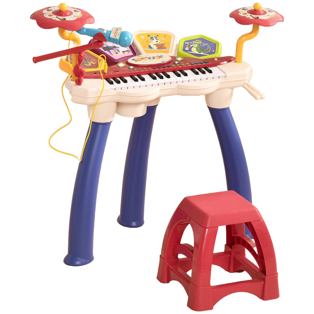 Ensemble de musique 2 en 1 pour enfant piano et batterie électronique avec micro et tabouret