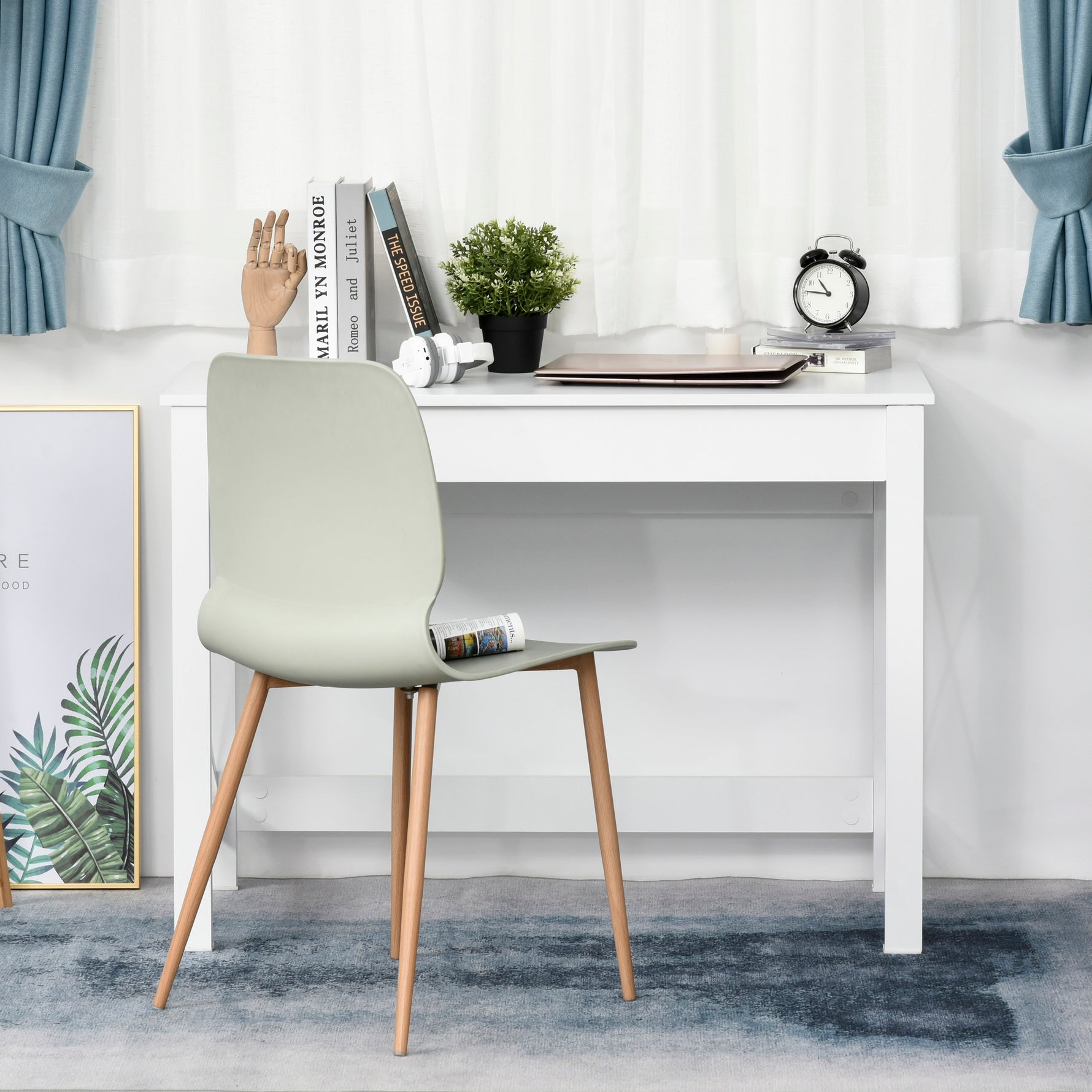 Bureau d'ordinateur, table informatique, style moderne, cadre renforcé en forme X, 105 x 50 x 76 cm, blanc