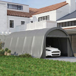 Carport tente de garage 3,6 x 7,2 m abri voiture extérieur tente de stockage avec parois latérales amovibles, gris foncé