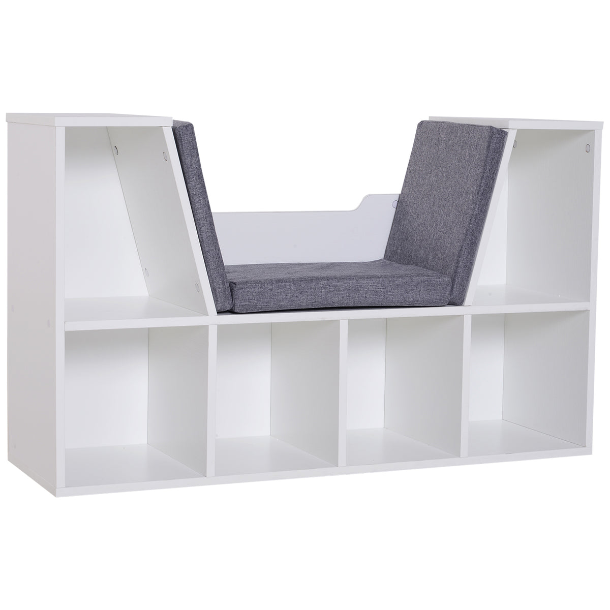 Bibliothèque banc 2 en 1 avec coussins de siège, étagère cube 6 compartiments ouverts et 2 niveaux, meuble de