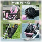 Grow-with-Me Kids Tricycle, Foldable Sun Canopy, Removable Telescopic Handle, 95 x 50 x 106 cm, Steel, Pink
