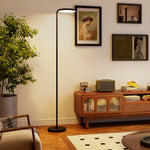 Lampadaire LED, lampe sur pied à intensité variable, tête rotative 350 °, télécommande magnétique, 41x25x177cm, noir