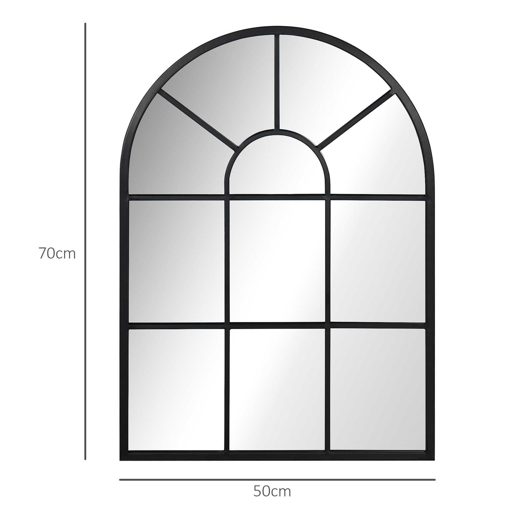 Miroir mural en métal cadre doré en forme de voûtée – 70 x 50 cm – décoration pour entrée ,chambre à coucher, salon