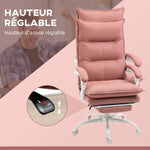 Fauteuil de bureau massant et chauffant, chaise de bureau, hauteur réglable, dossier inclinable, 66x74x121,5cm rose