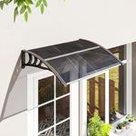 Auvent de porte d'entrée, toit marquise de porte exterieur en polycarbonate et aluminium résistante 100 x 75 cm noir