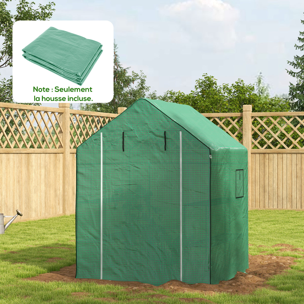 Telo di ricambio per serra da giardino 140 x 143 x 190 cm con finestra e porta con cerniera anti-UV