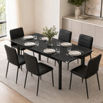 Table à manger extensible de 4 à 6 personnes, pieds en acier, pour petits espaces, salle à manger, noir