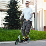 Trottinette pliable pour adultes +14 ans avec guidon réglable grandes roues de 20 cm amortisseur vert