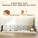 Enclos pour animaux parc pour petits animaux modulable 24 panneaux pour lapins grillagés en acier 120 x 60 x 80 cm noir