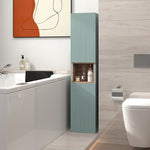 Mobile a colonna per bagno, mobiletto, 2 ante, scomparto e ripiani regolabili, 30x24x140cm, verde