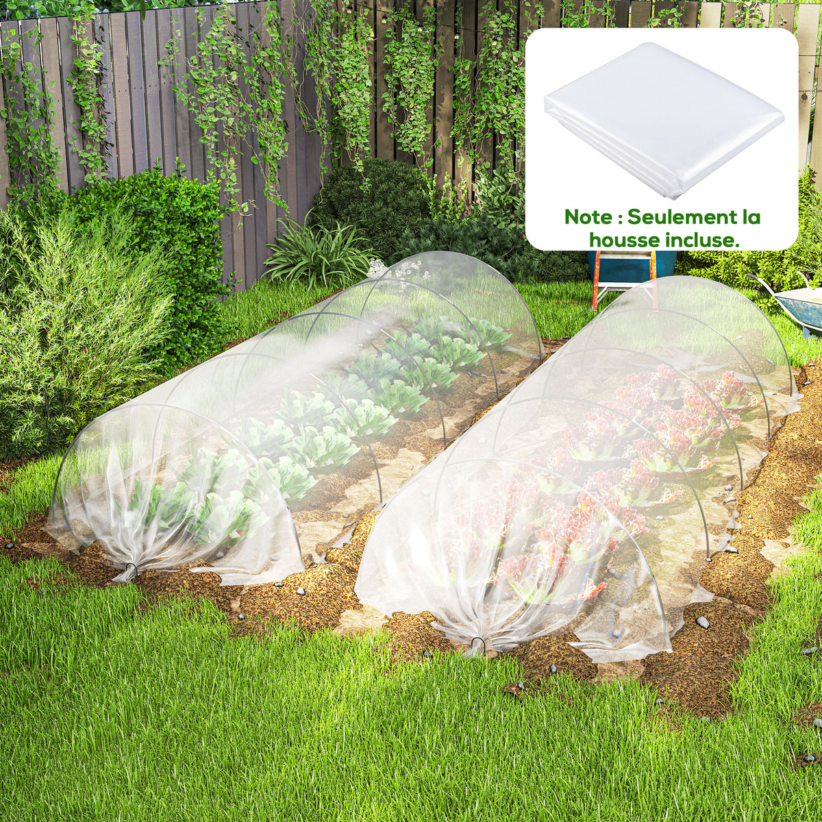 Berotegirako estalki gardena, plastikozkoa, 6 x 10 m-koa, iragazgaitza eta UV izpiekiko erresistentea, polietilenozkoa, 150 g/m²-ko gramajearekin