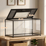 Cage Hamster Habitat Rongeur Vue Panoramique 360° Structure Robuste en Métal Espace Étanche Profond 100x50x52,5 cm Noir