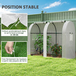 Serre de jardin 1,8 m² serre à tomates 2 portes zippées déroulantes 4 fenêtres enroulables acier PE 135 g/m² blanc