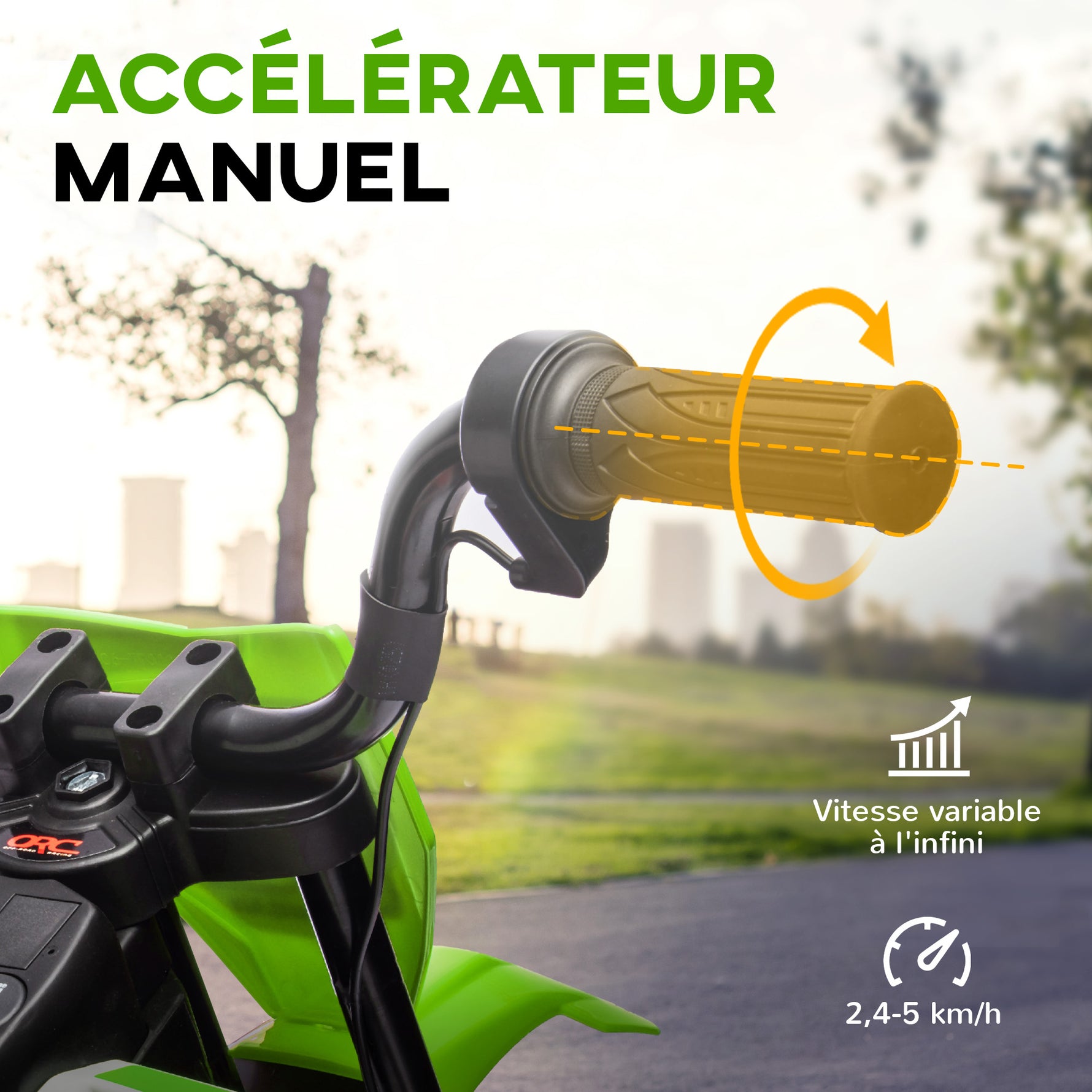 Moto électrique pour enfant moto cross pour enfants de 3 à 6 ans 2 moteurs 12V vitesse max. 5 km/h vert