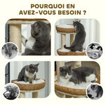 Arbre à chat arbre à grimper hauteur de 75,5 cm avec deux lits pour chat en rotin griffoirs coussins lavables beige