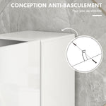 Meuble colonne de salle de bain 2 placards avec étagères réglables + 2 niches 30 x 30 x 181,5 cm blanc