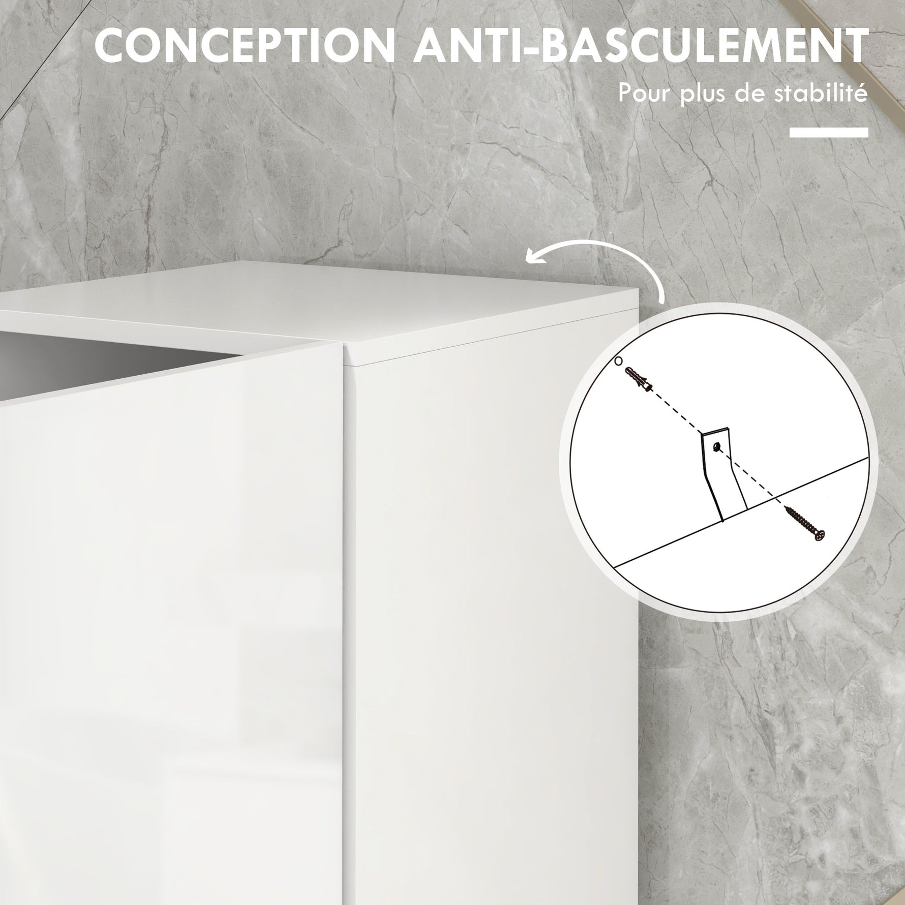 Meuble colonne de salle de bain 2 placards avec étagères réglables + 2 niches 30 x 30 x 181,5 cm blanc