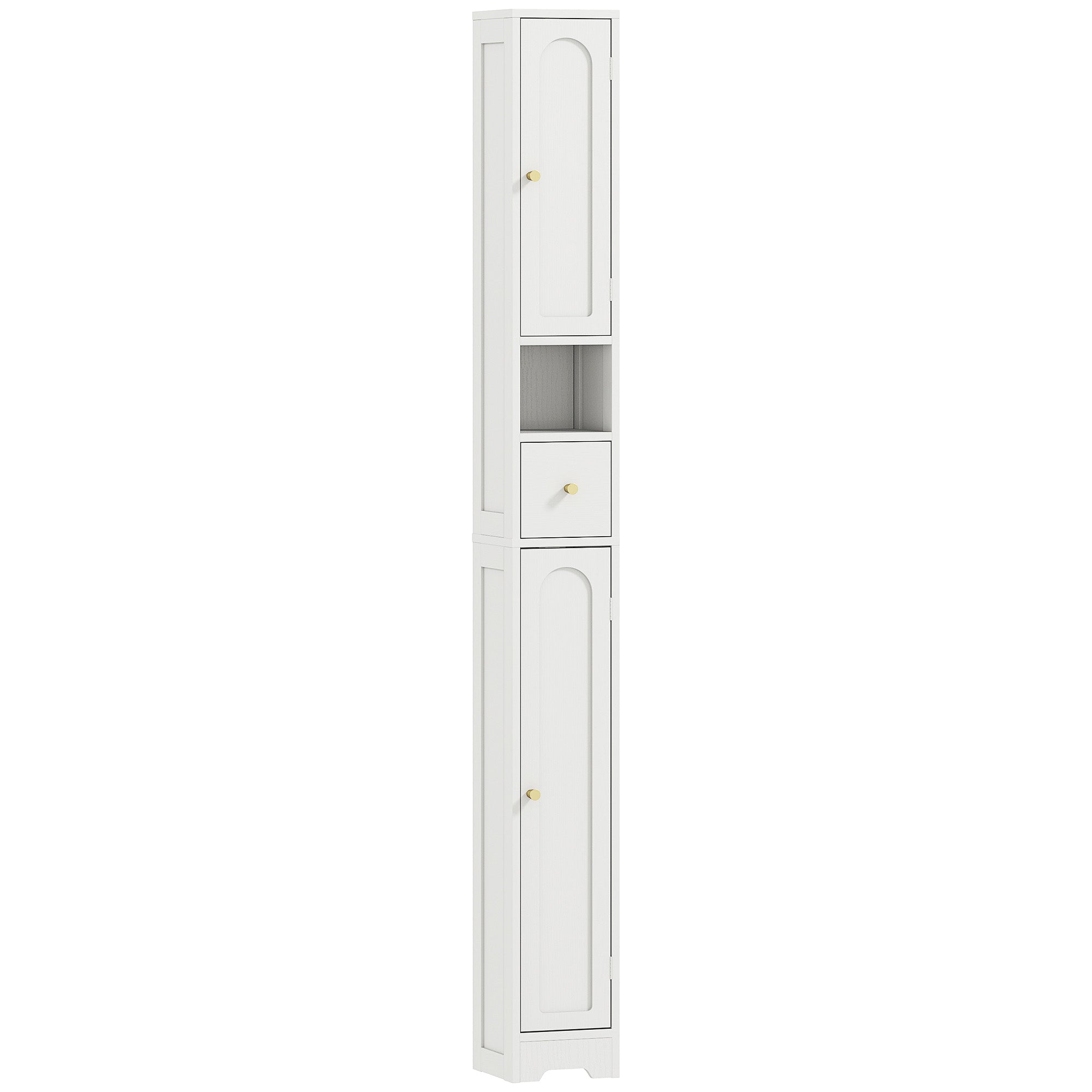 Meuble colonne salle de bain, meuble de rangement, 2 portes, tiroir, compartiment ouvert, étagère réglable, blanc