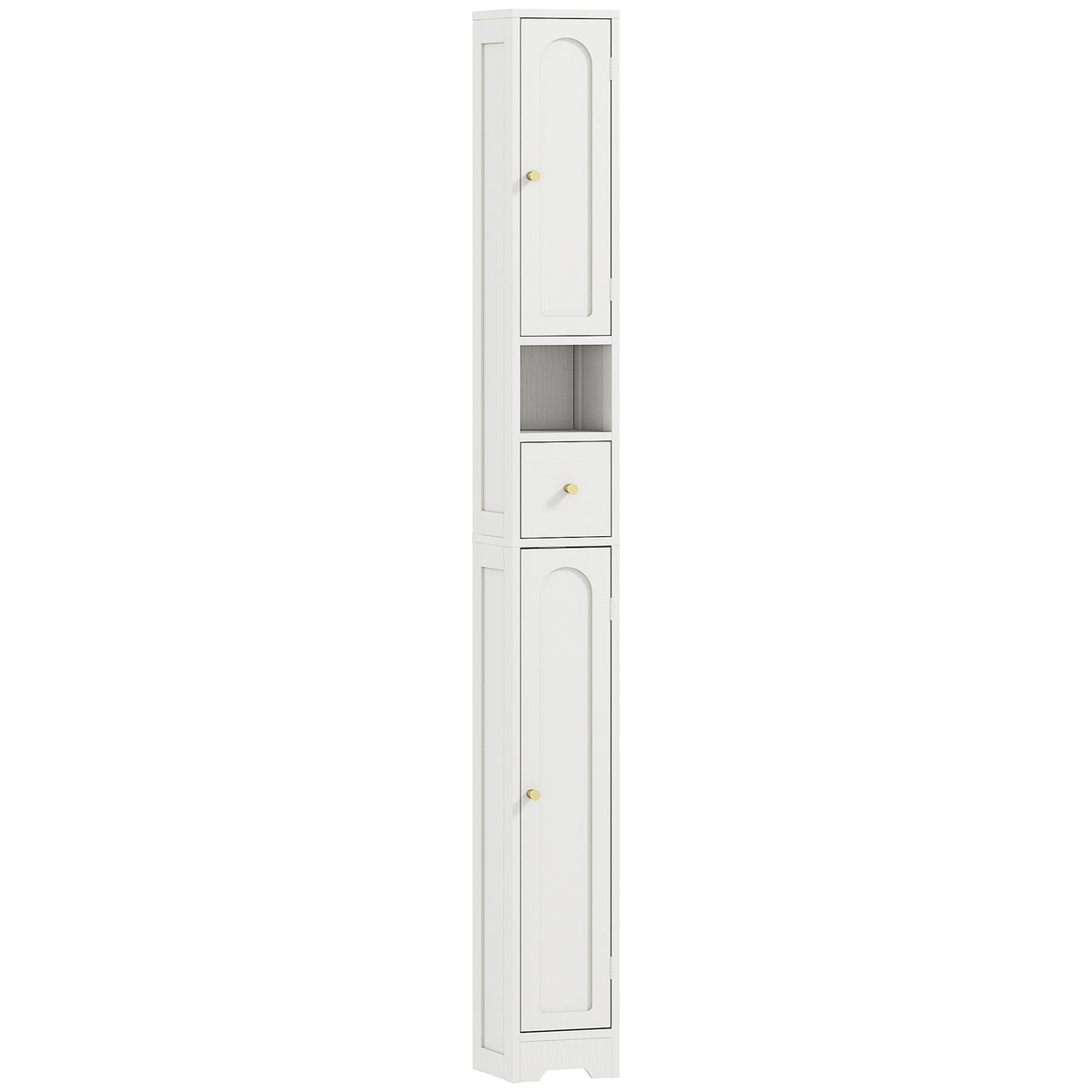 Meuble colonne salle de bain, meuble de rangement, 2 portes, tiroir, compartiment ouvert, étagère réglable, blanc