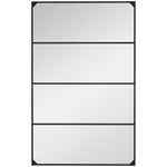 Miroir mural verrière rectangulaire style industriel, horizontal ou vertical avec 4 crochets, en métal noir 109 x 69 cm