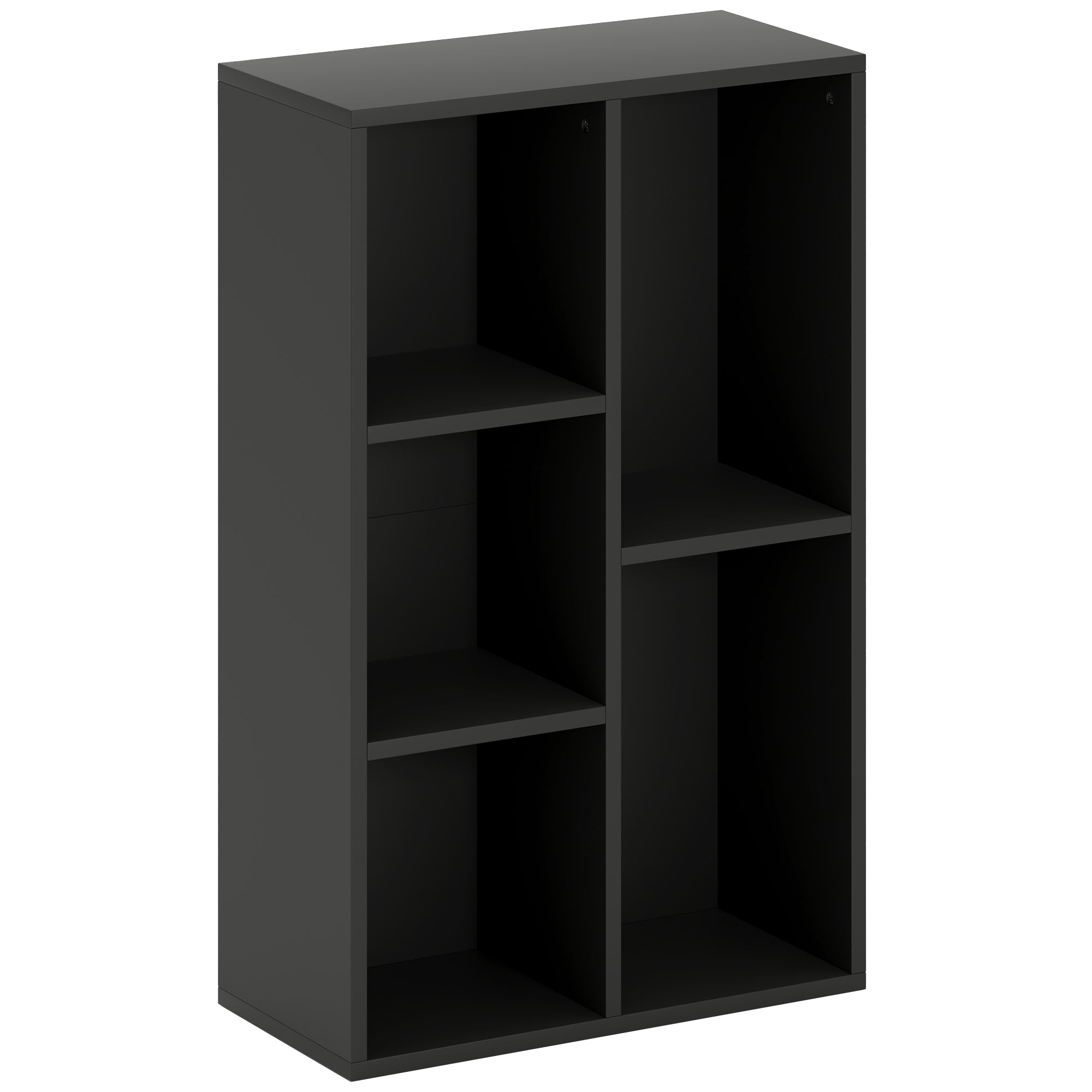 Bücherregal mit 5 Fächern, für Wohnzimmer, Schlafzimmer, Büro, 50x24x80cm, schwarz