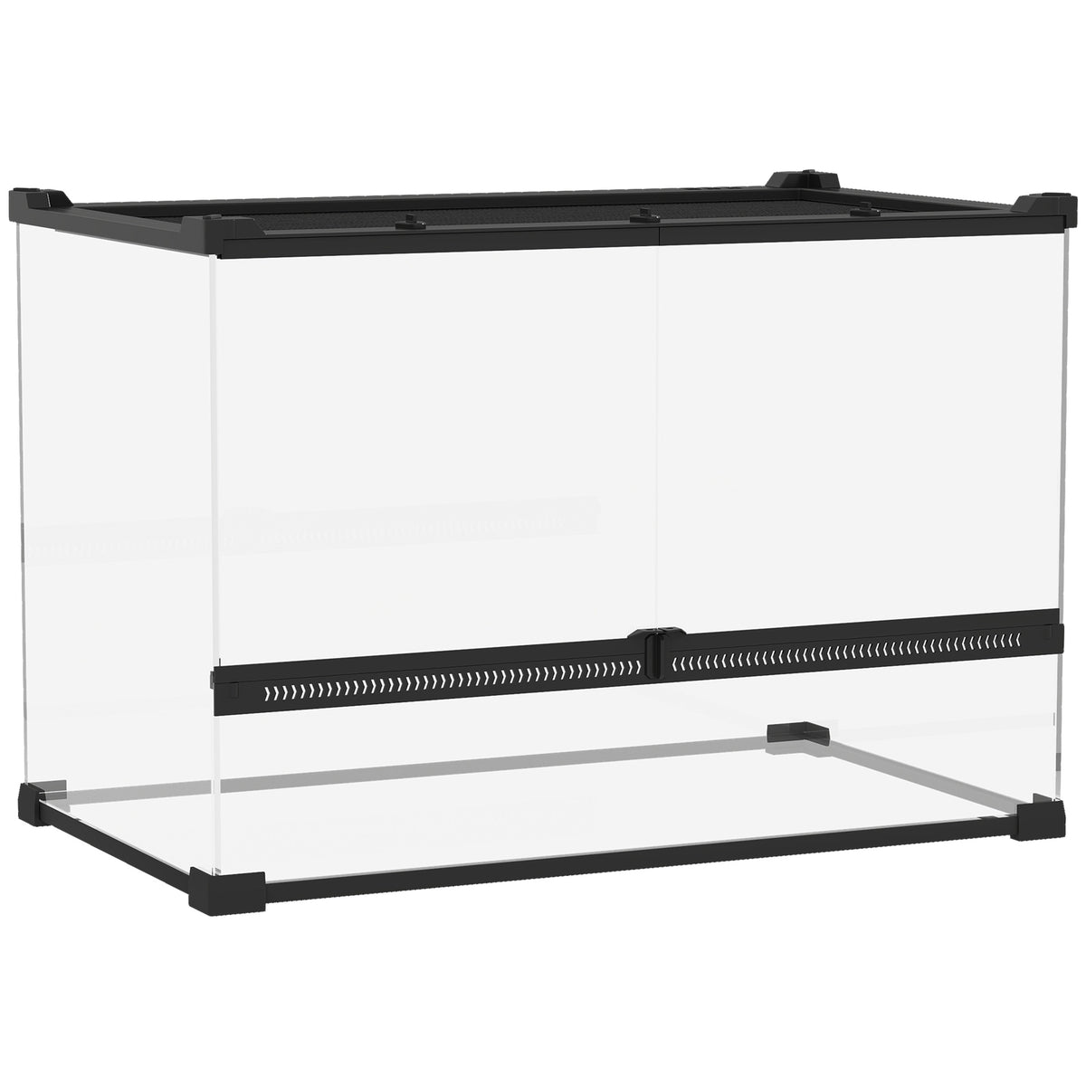 Boîte à reptiles, boîte d'élevage de reptiles, fermeture sécurisée par rotation, ventilation frontale, 50x30x35cm, noir