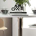 Table de bar ronde table haute cuisine réglable en hauteur 69-91 cm plateau pivotante à 360° blanc et argenté
