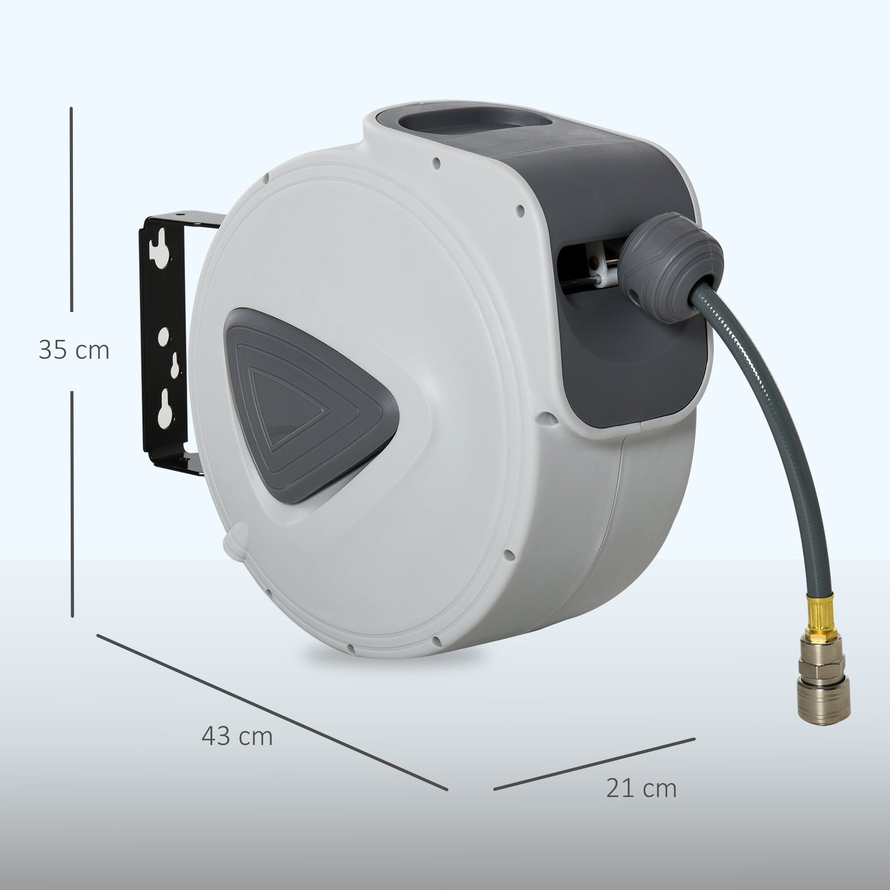 Enrouleur de Tuyau à Air Comprimé 20 m + 1,94 m, Dévidoir Automatique Ø Intérieur 3/8", 1/4" BSPT, Gris