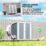 Abri de Jardin cabane de jardin 1,09 m² 2 Portes verrouillables 147 x 86 x 134 cm tôle d'acier Gris clair Blanc