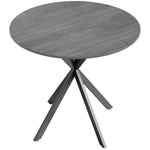 Table à Manger Ronde pour 2 Personnes avec Plateau Aspect Bois et Piètement Croisé en Acier, Gris