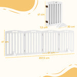 Barrière de sécurité chien barrière pliable pour chien pieds de support pointes antidérapantes 207,5 x 30 x 61 cm blanc