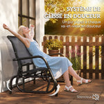 Banc à Bascule de Jardin 2 Places Design Contemporain Grand Confort accoudoirs Assise, Dossier Ergonomique Acier textilène Gris