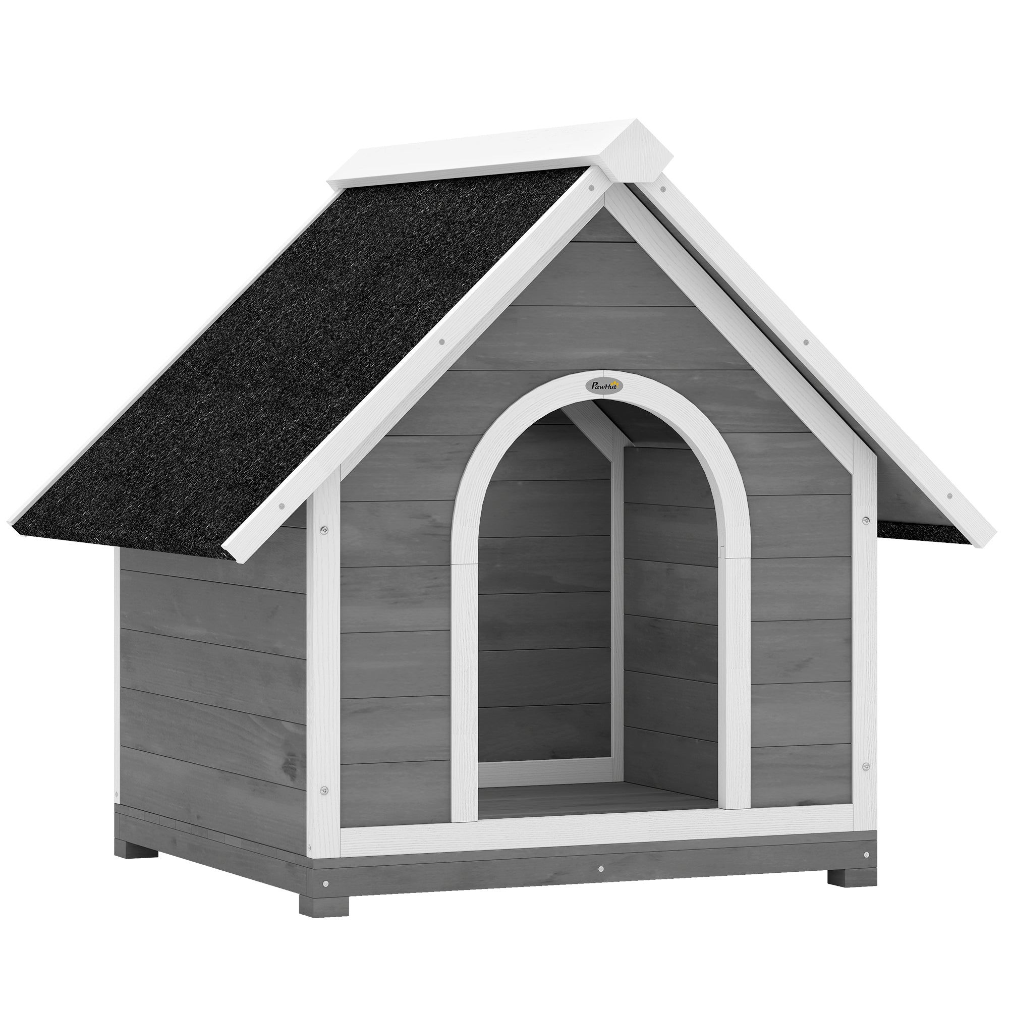 Caseta para perro de exterior, casa para perro con cuerpo totalmente abatible para facilitar la limpieza, 84x101x86 cm, gris y blanco