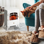 Cheminée électrique à Effet de Flamme poêle Style rétro Thermostat 950-1850 W Anti surchauffe blanc