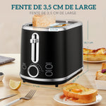 Ensemble bouilloire et grille-pain, bouilloire en acier inoxydable 1,7 L et 2200 W et grille-pain à 2 tranches, noir