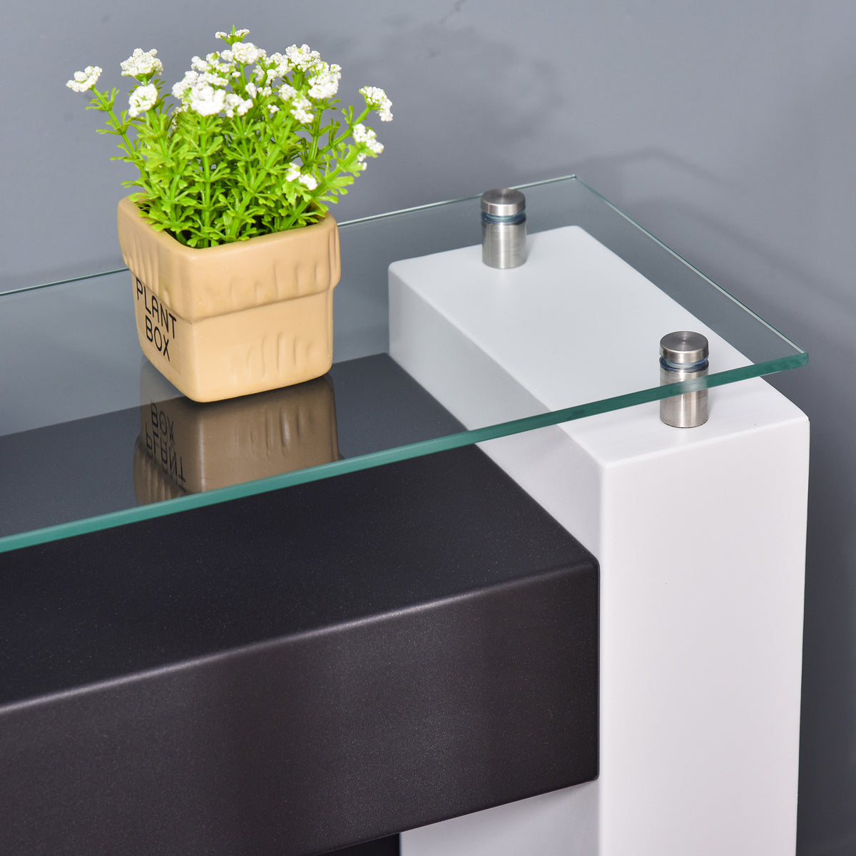 Cheminée bioéthanol brûleur 0,9 L avec plateau de rangement en verre trempé 60 x 20 x 79 cm Acier Noir et Blanc