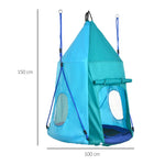 Nestschaukel mit abnehmbarem Zelt Ø 100 cm, max. Belastbarkeit 150 kg, höhenverstellbares Seil 120 bis 180 cm, blau